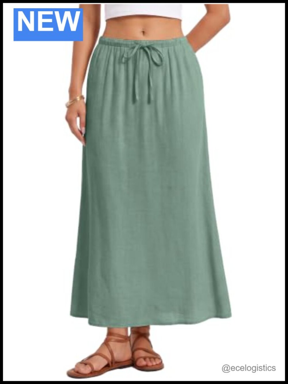 Linen Flared Maxi Skirt with Back Slit - Lightweight A-Line Summer